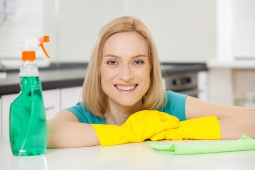Detail-focused cleaner in Bromley polishing kitchen surfaces