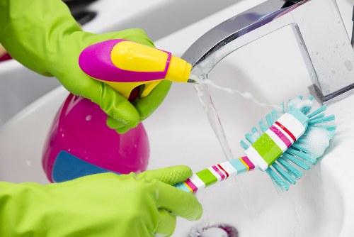 Cleaner carrying out a scheduled property clean